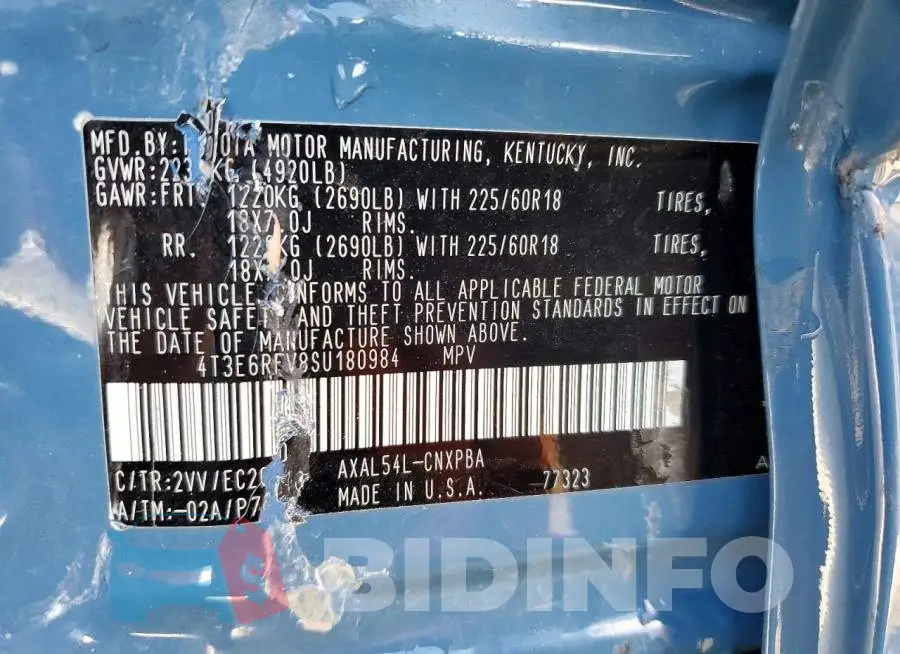 4T3E6RFV8SU180984 Photo# 14