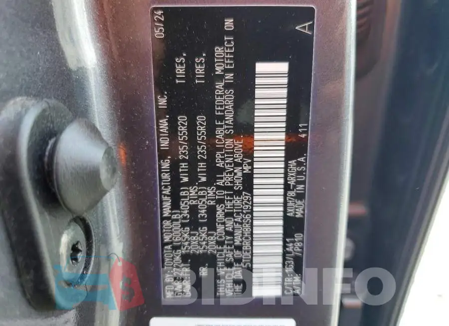 5TDEBRCH8RS619297 Photo# 14