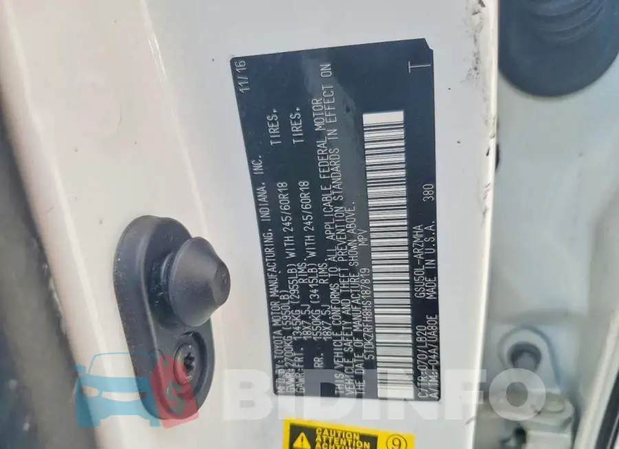 5TDKZRFH8HS187819 Photo# 13