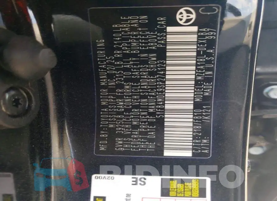 5YFB4MDE9SP274123 Photo# 12