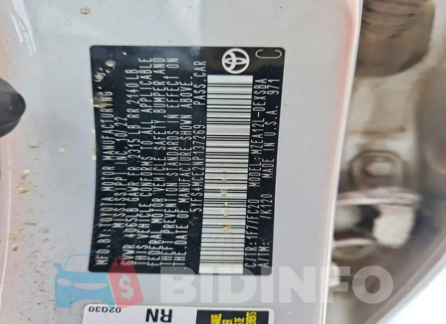 5YFS4MCE2NP137269 Photo# 12