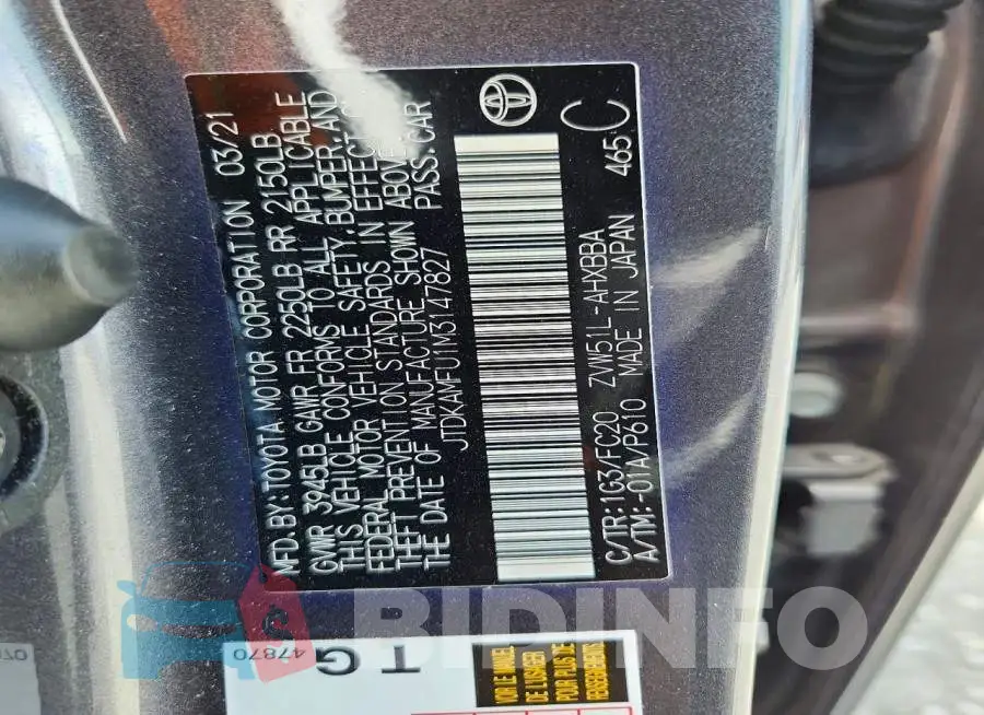 JTDKAMFU1M3147827 Photo# 14