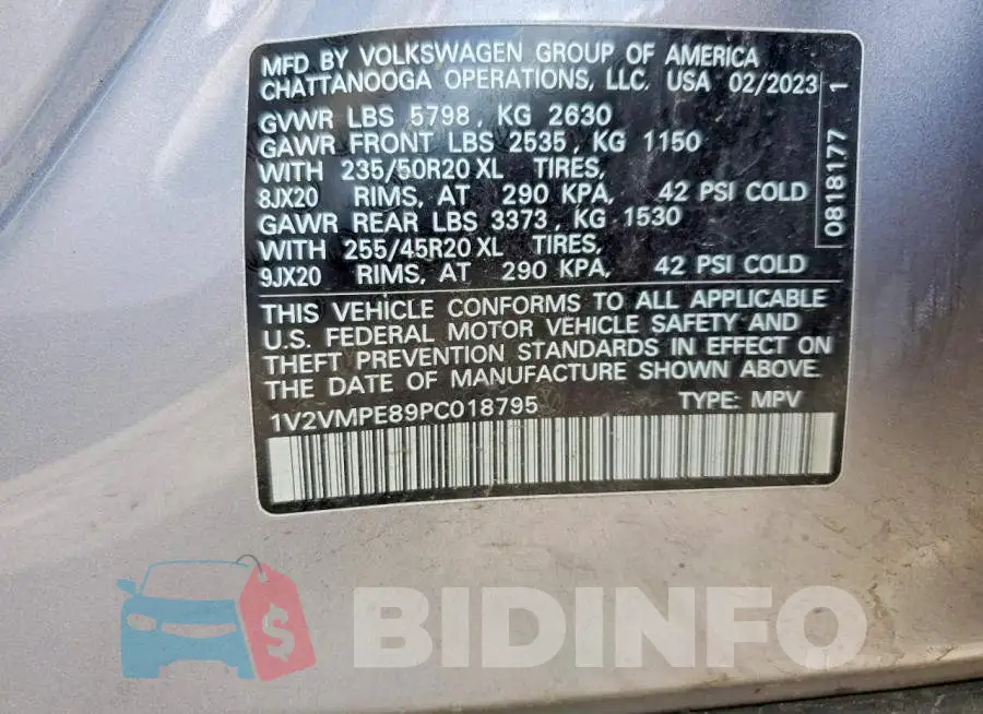1V2VMPE89PC018795 Photo# 13