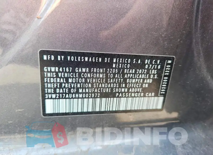 3VW217AU6HM002972 Photo# 12