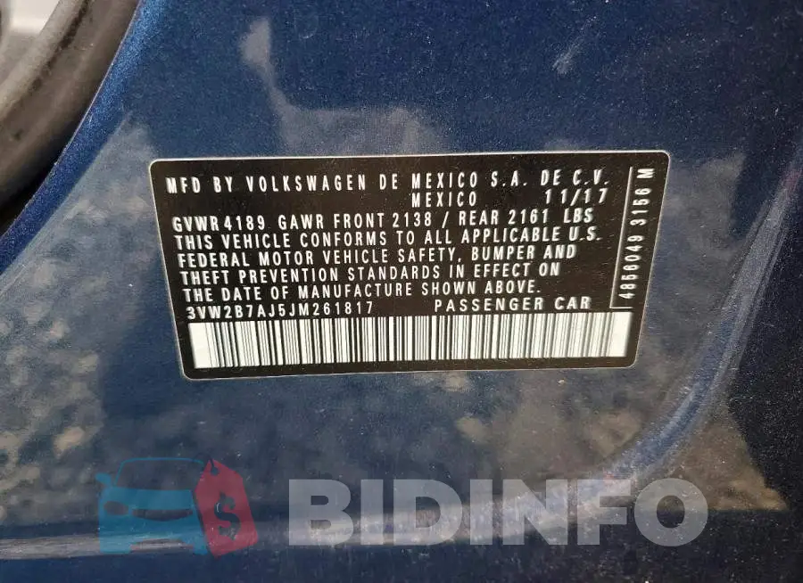 3VW2B7AJ5JM261817 Photo# 12