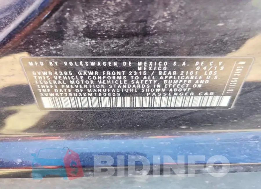 3VW6T7BU3KM190609 Photo# 12