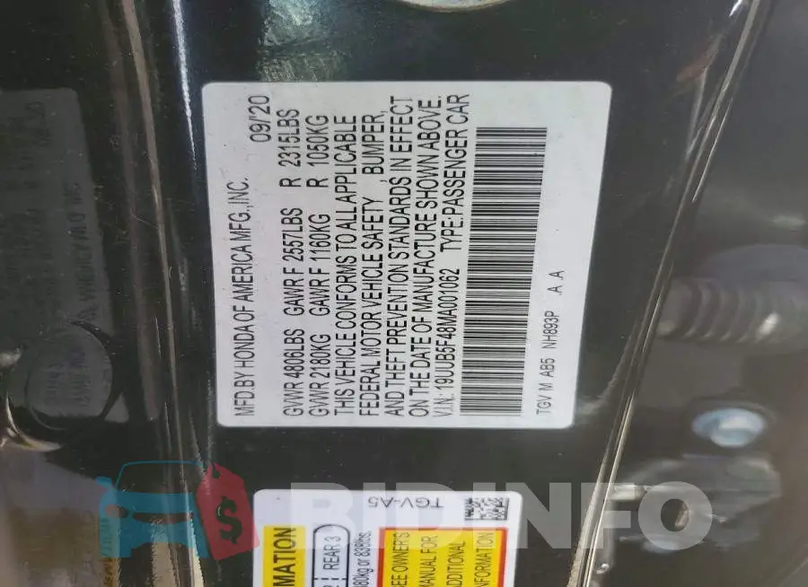 19UUB5F48MA001062 Photo# 12
