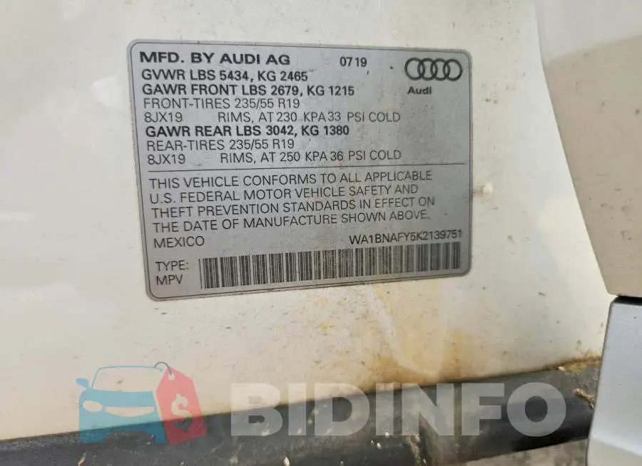 WA1BNAFY5K2139751 Photo# 13