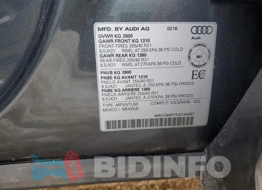 WA1C4AFY7J2144097 Photo# 14