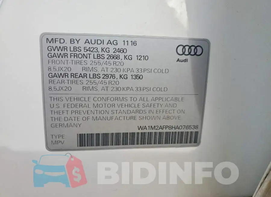 WA1M2AFP8HA076538 Photo# 13