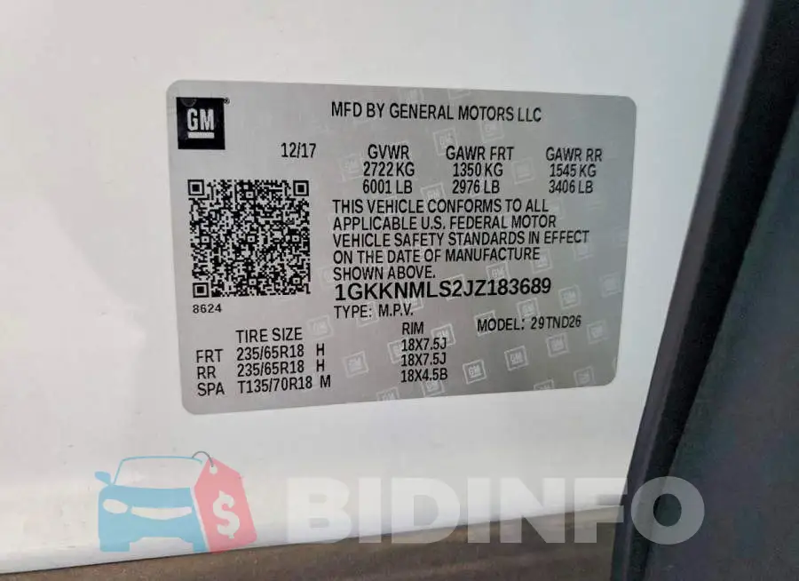 1GKKNMLS2JZ183689 Photo# 14