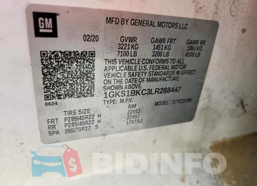 1GKS1BKC3LR288447 Photo# 13