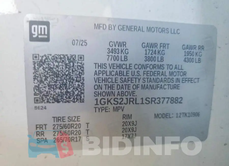 1GKS2JRL1SR377882 Photo# 14