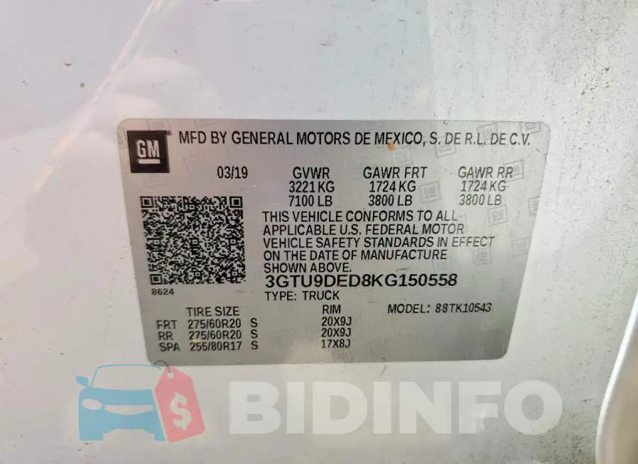 3GTU9DED8KG150558 Photo# 12