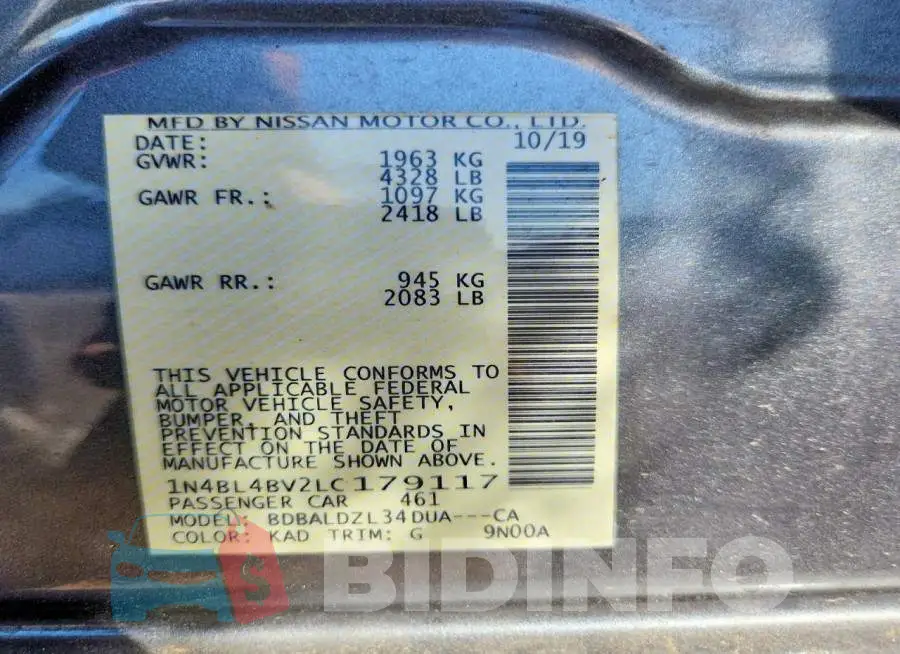 1N4BL4BV2LC179117 Photo# 12