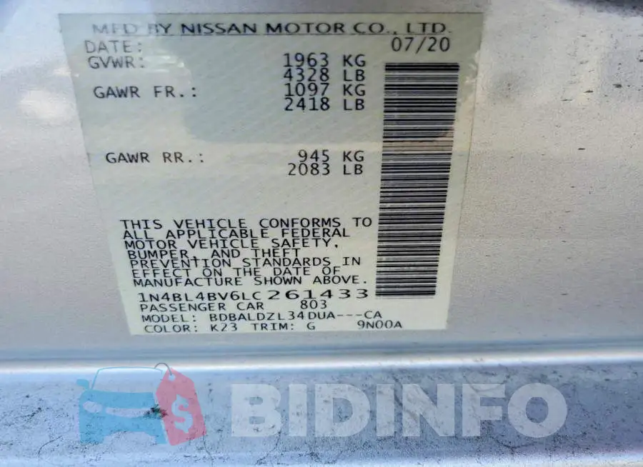 1N4BL4BV6LC261433 Photo# 13