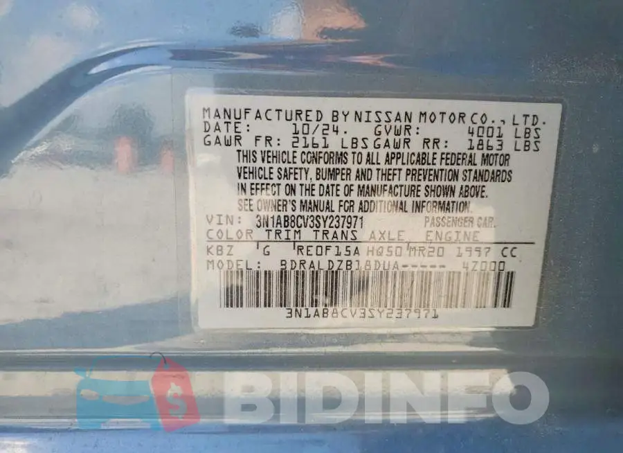 3N1AB8CV3SY237971 Photo# 12