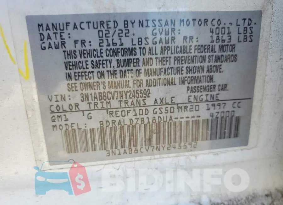3N1AB8CV7NY245592 Photo# 12