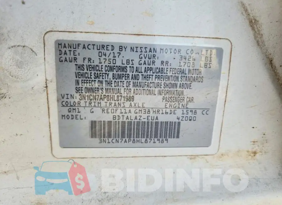 3N1CN7AP8HL871989 Photo# 12