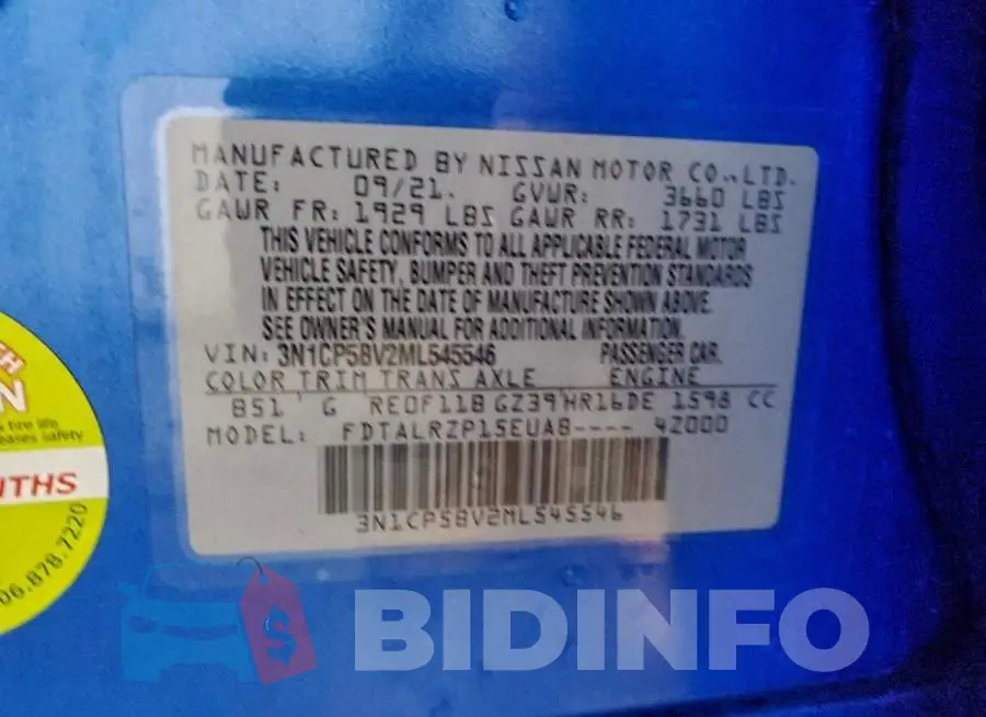 3N1CP5BV2ML545546 Photo# 12