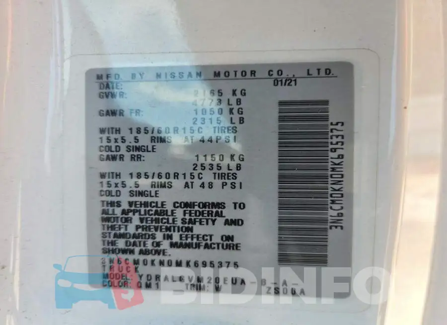 3N6CM0KN0MK695375 Photo# 14