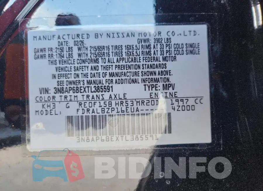 3N8AP6BEXTL385591 Photo# 12