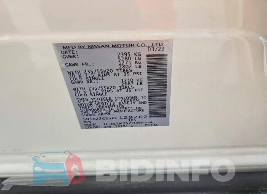 5N1AZ2CS5PC129262 Photo# 13