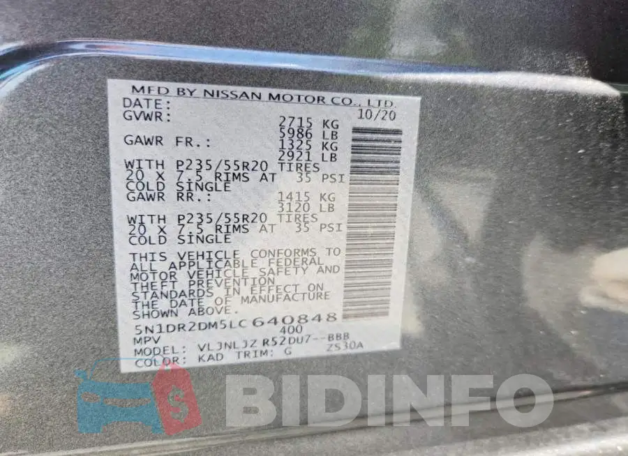 5N1DR2DM5LC640848 Photo# 13