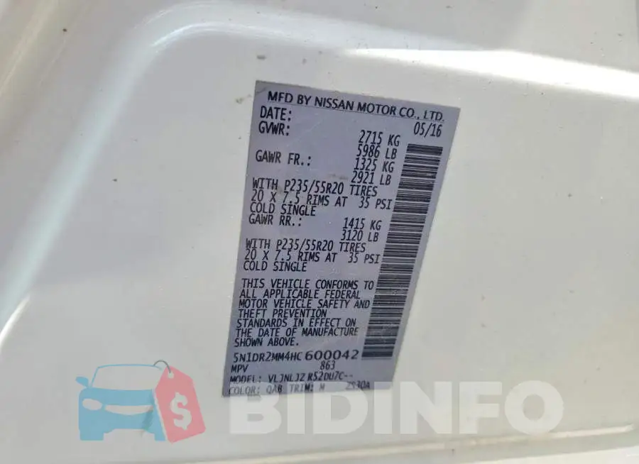 5N1DR2MM4HC600042 Photo# 13