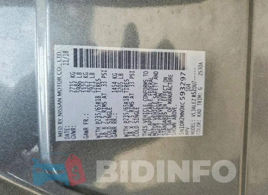 5N1DR2MN0KC593297 Photo# 13