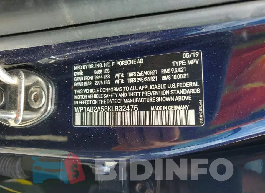 WP1AB2A58KLB32475 Photo# 14