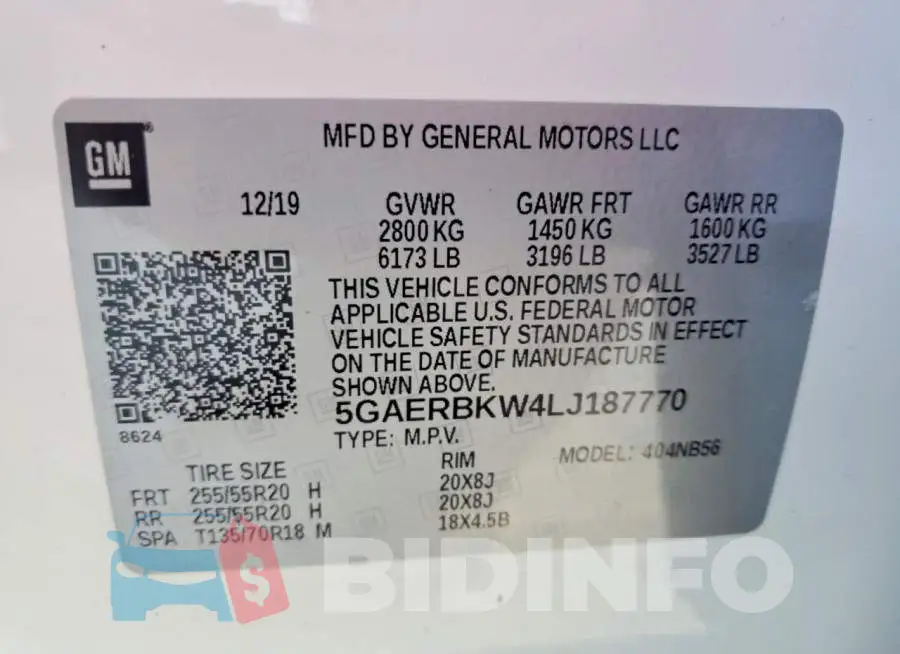 5GAERBKW4LJ187770 Photo# 13
