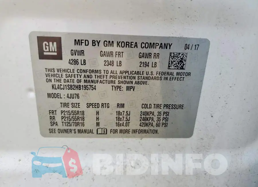 KL4CJ1SB2HB195754 Photo# 13