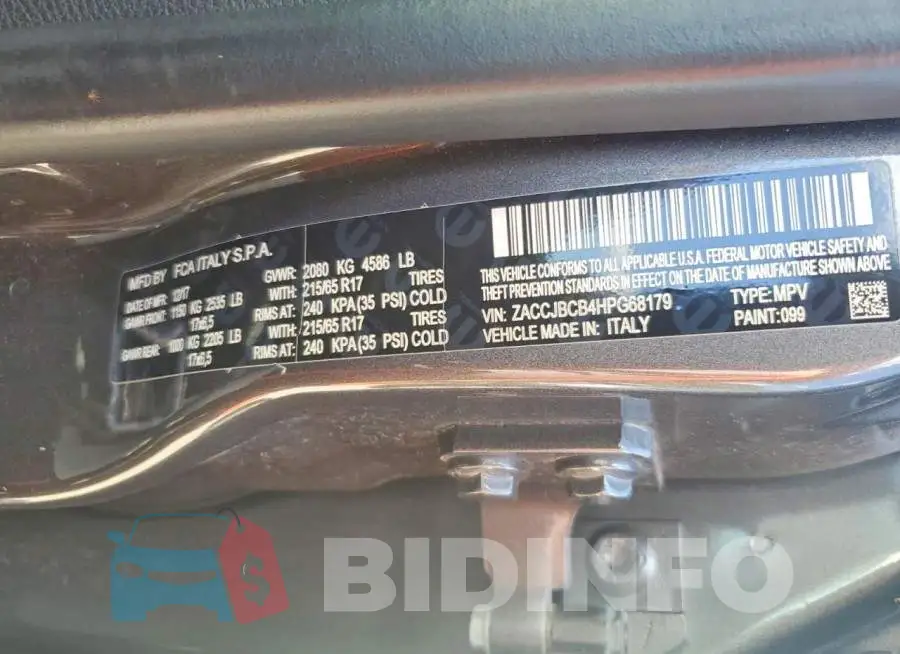 ZACCJBCB4HPG68179 Photo# 14