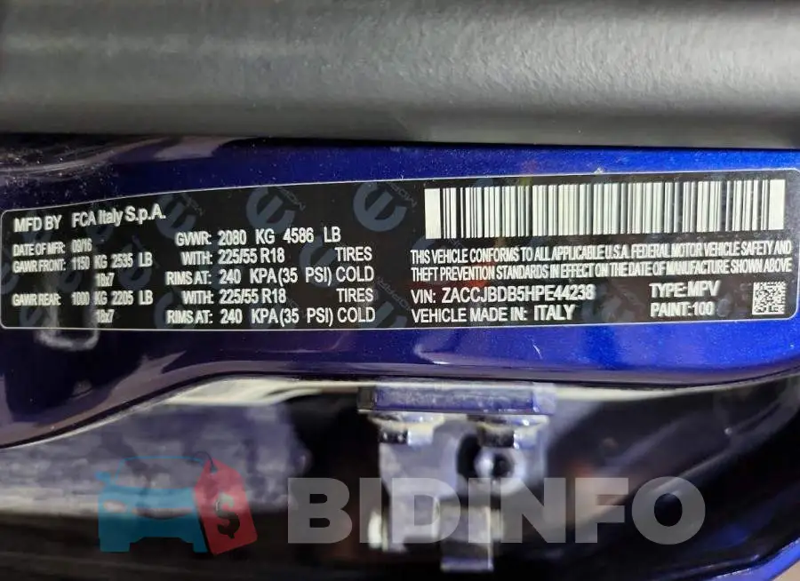 ZACCJBDB5HPE44238 Photo# 12