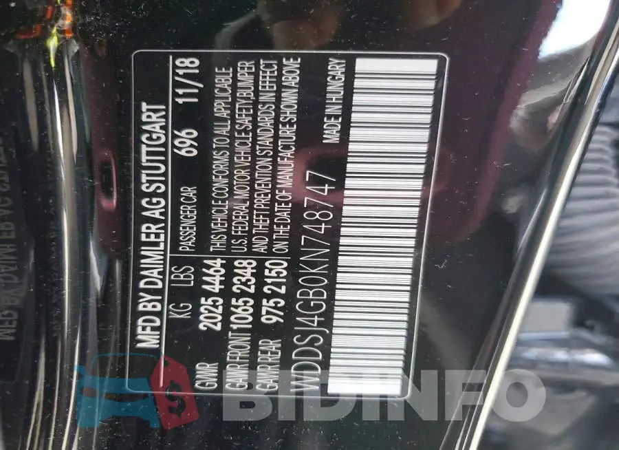 WDDSJ4GB0KN748747 Photo# 12