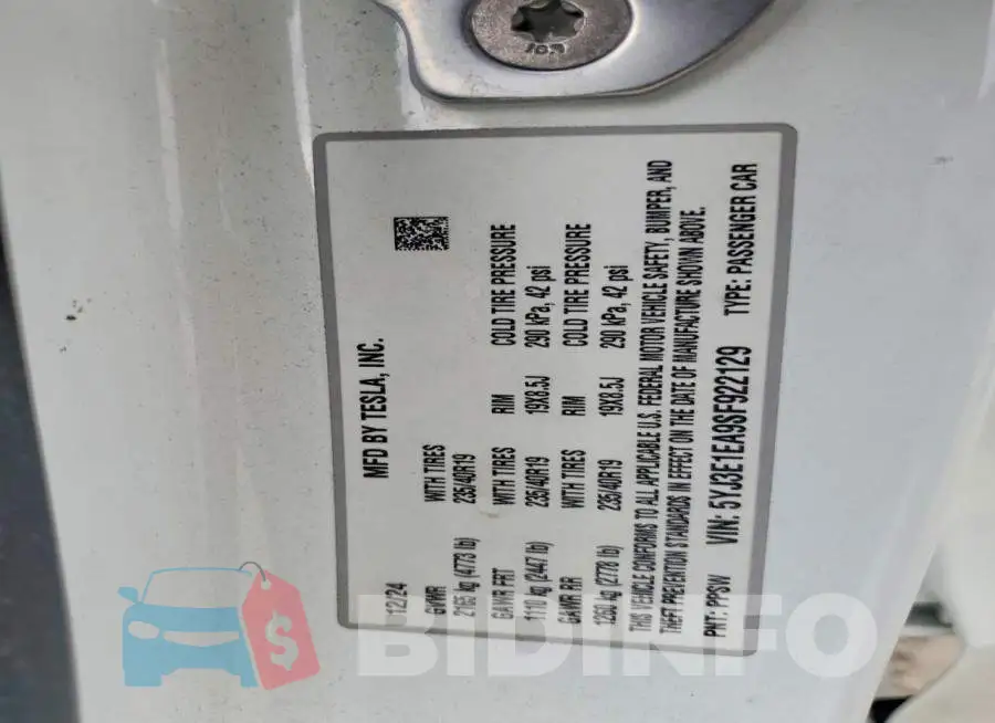 5YJ3E1EA9SF922129 Photo# 13