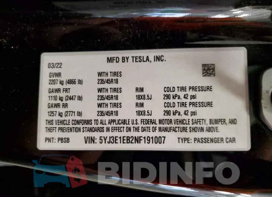 5YJ3E1EB2NF191007 Photo# 12