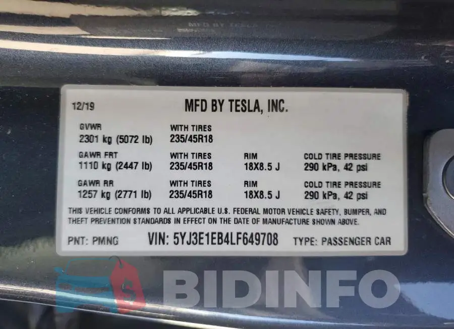 5YJ3E1EB4LF649708 Photo# 12