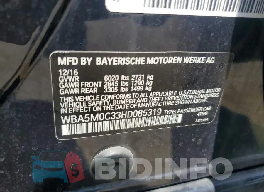 WBA5M0C33HD085319 Photo# 12