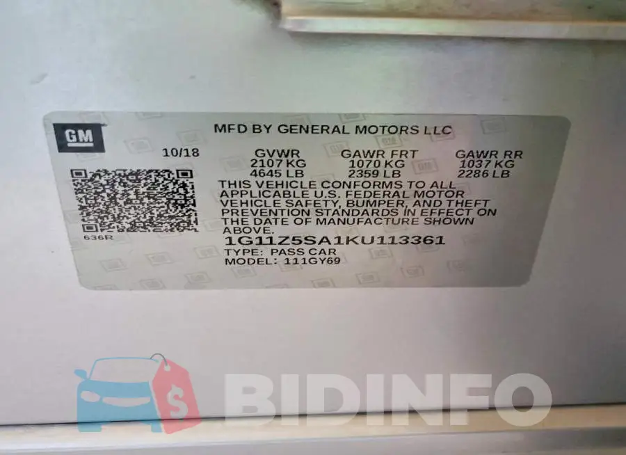 1G11Z5SA1KU113361 Photo# 12