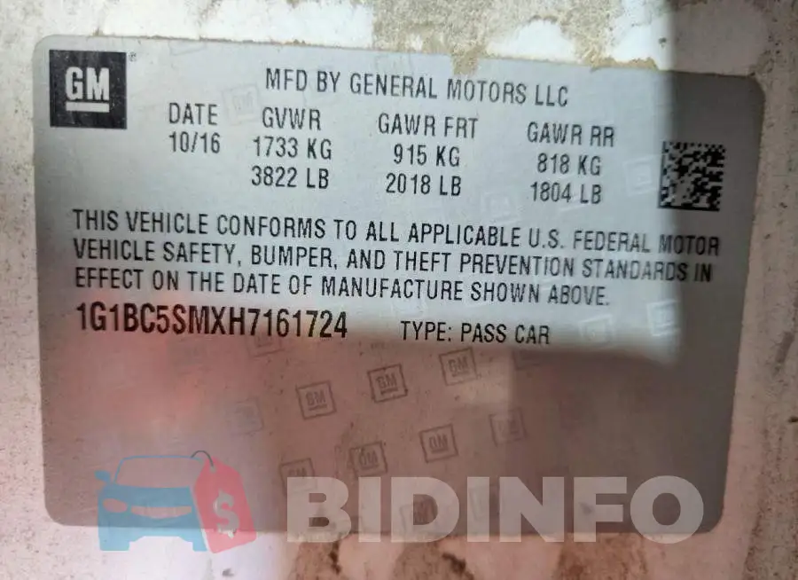 1G1BC5SMXH7161724 Photo# 13