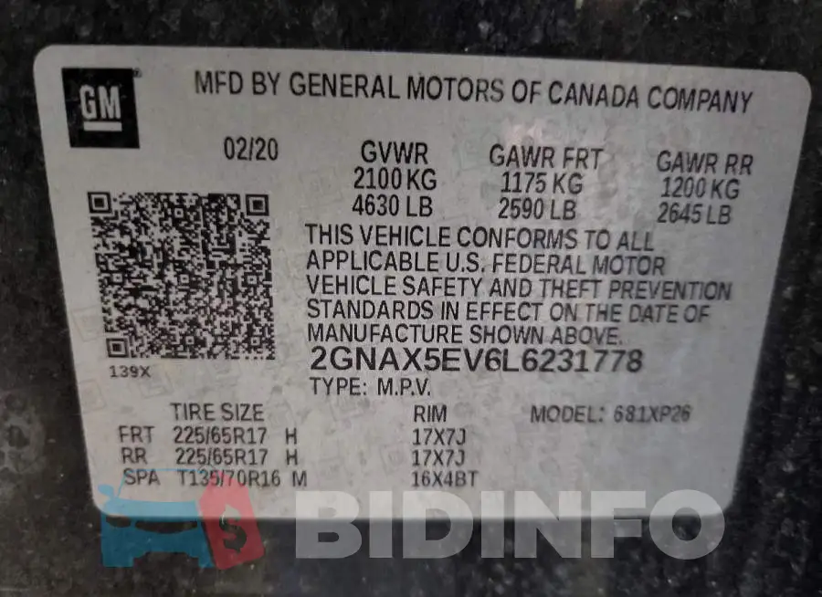 2GNAX5EV6L6231778 Photo# 12
