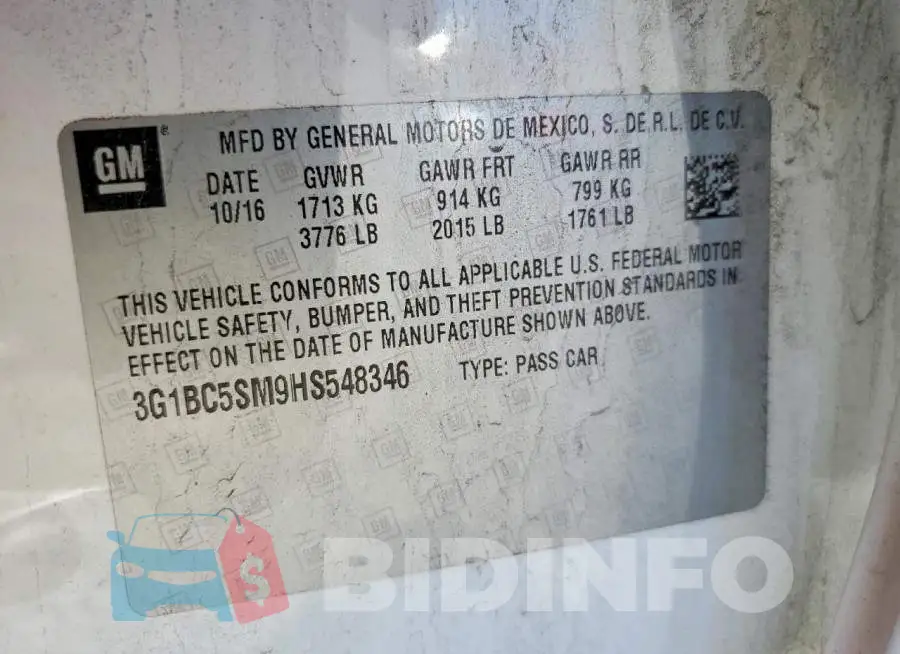 3G1BC5SM9HS548346 Photo# 12