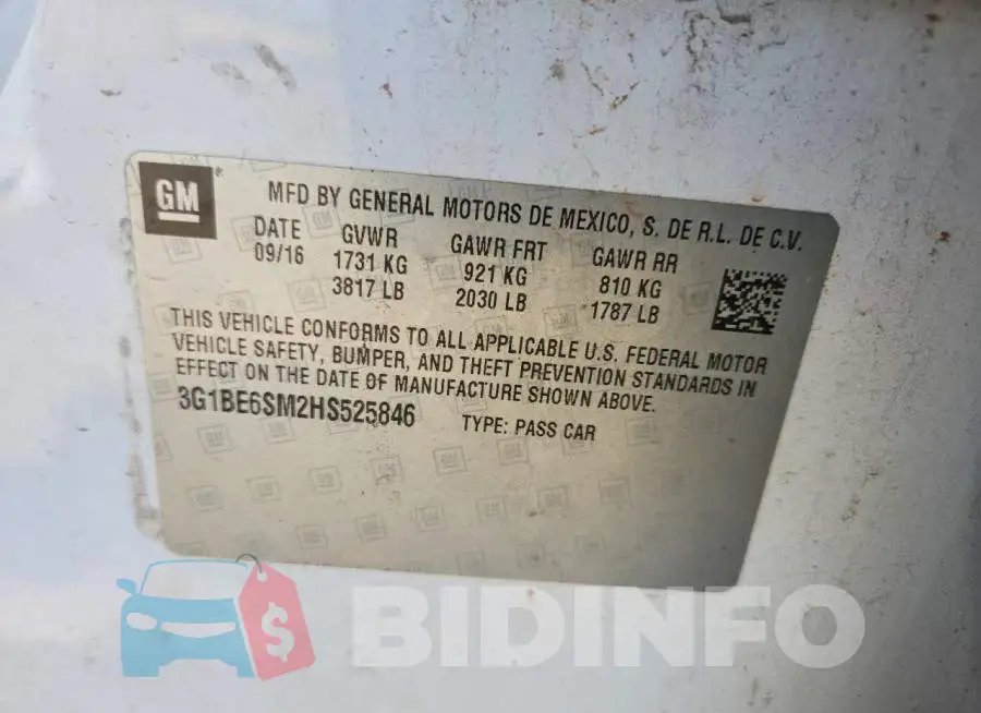3G1BE6SM2HS525846 Photo# 12