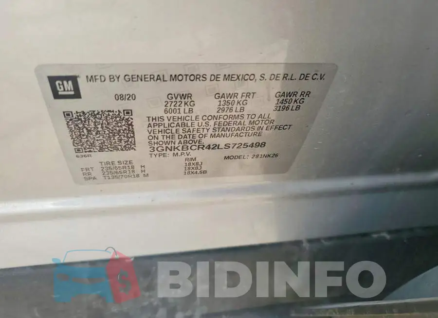 3GNKBCR42LS725498 Photo# 12