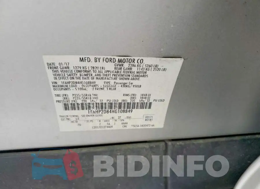 1FAHP2D84HG108849 Photo# 12