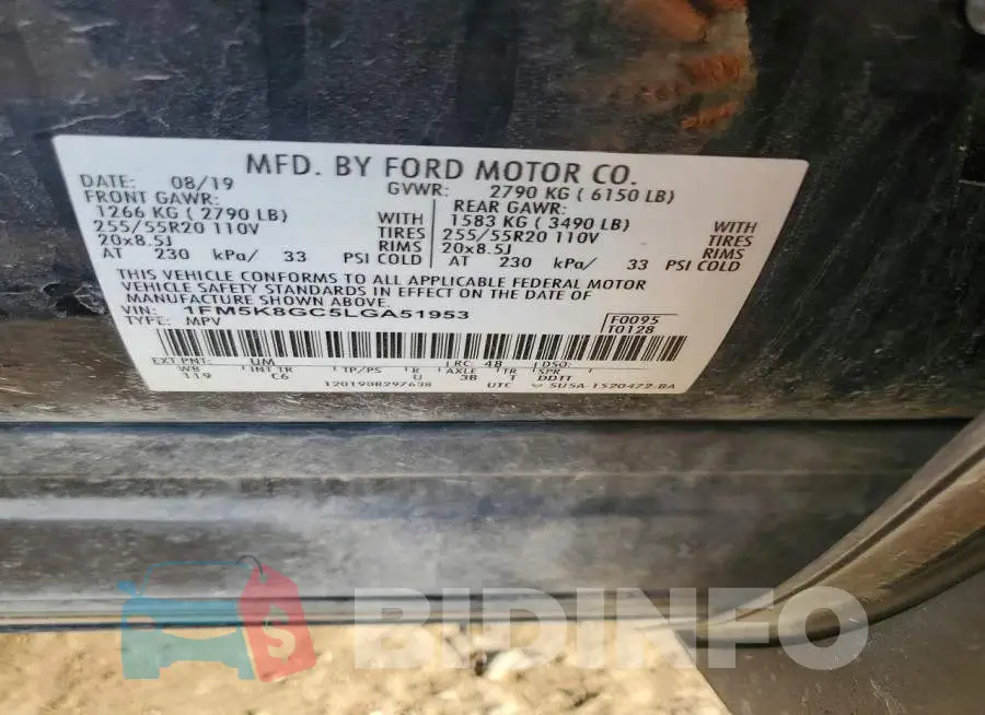 1FM5K8GC5LGA51953 Photo# 13
