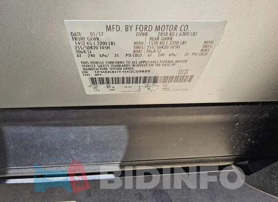 1FM5K8HT1HGC05855 Photo# 13