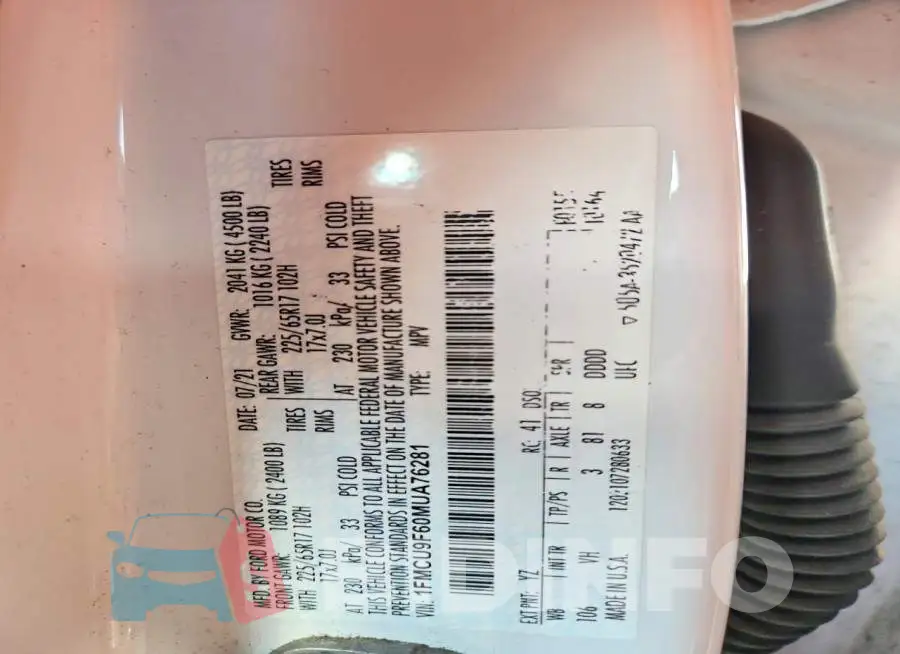 1FMCU9F60MUA76281 Photo# 14